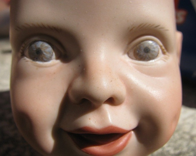 Baby Doll Head Blue Eyed Porcelain Victorian Retro Style Doll Etsy