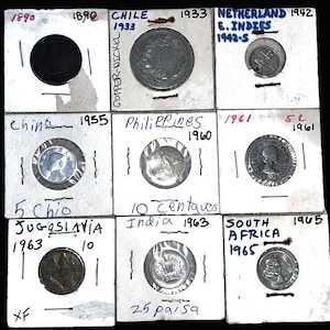 Vintage World Coins – Canada, Chile, Netherlands, China, Philippines, India, South Africa – Sold Individually