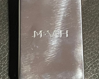 Antique Sterling Silver Early 20th Century Match Box Holder Case, Monogrammed, MVH