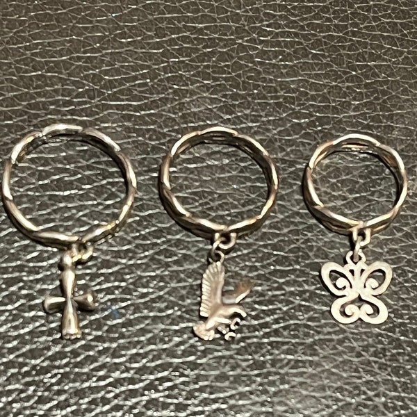 Retired” James Avery Twisted Wire Loop Ring w/charms, Butterfly, Eagle, Cross