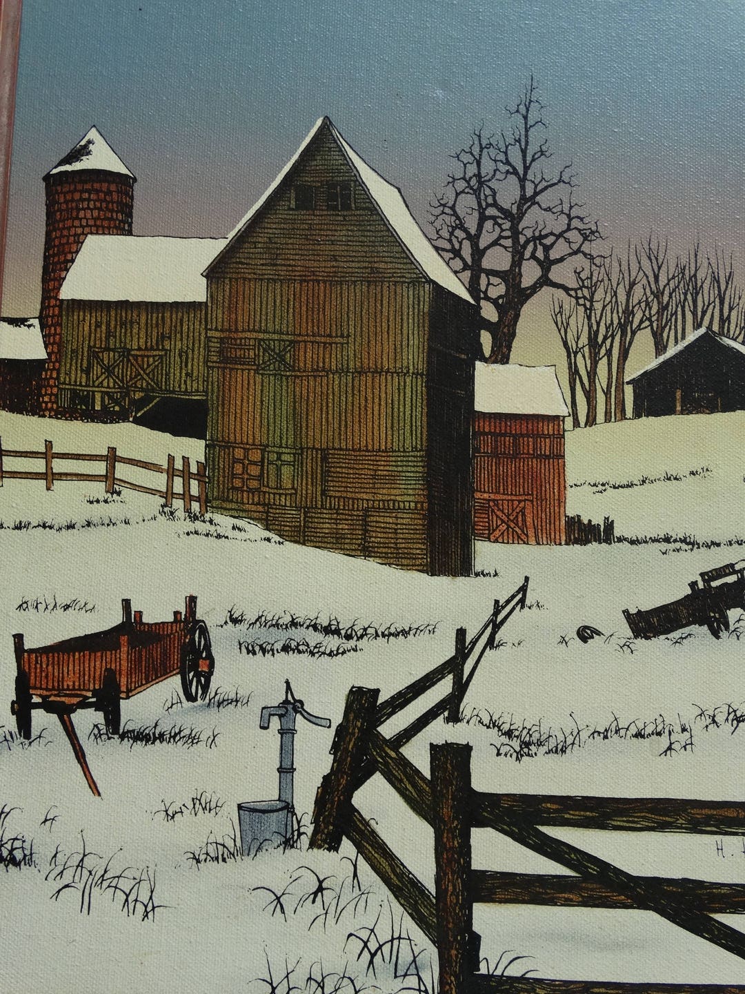 H. Hargrove, Original Oil Painting on Canvas Artist H. Hargrove, Red