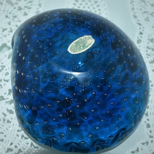 Murano Italian Bullicante Scalloped Edge Shell Shaped Teal Blue Art Glass with Copper Aventurine, Beautiful, Soap Dish, Ashtray, Cigar Bowl image 5