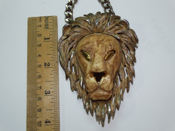 Mod Stylized 3D Lion Pendant Statement Necklace, … - image 7