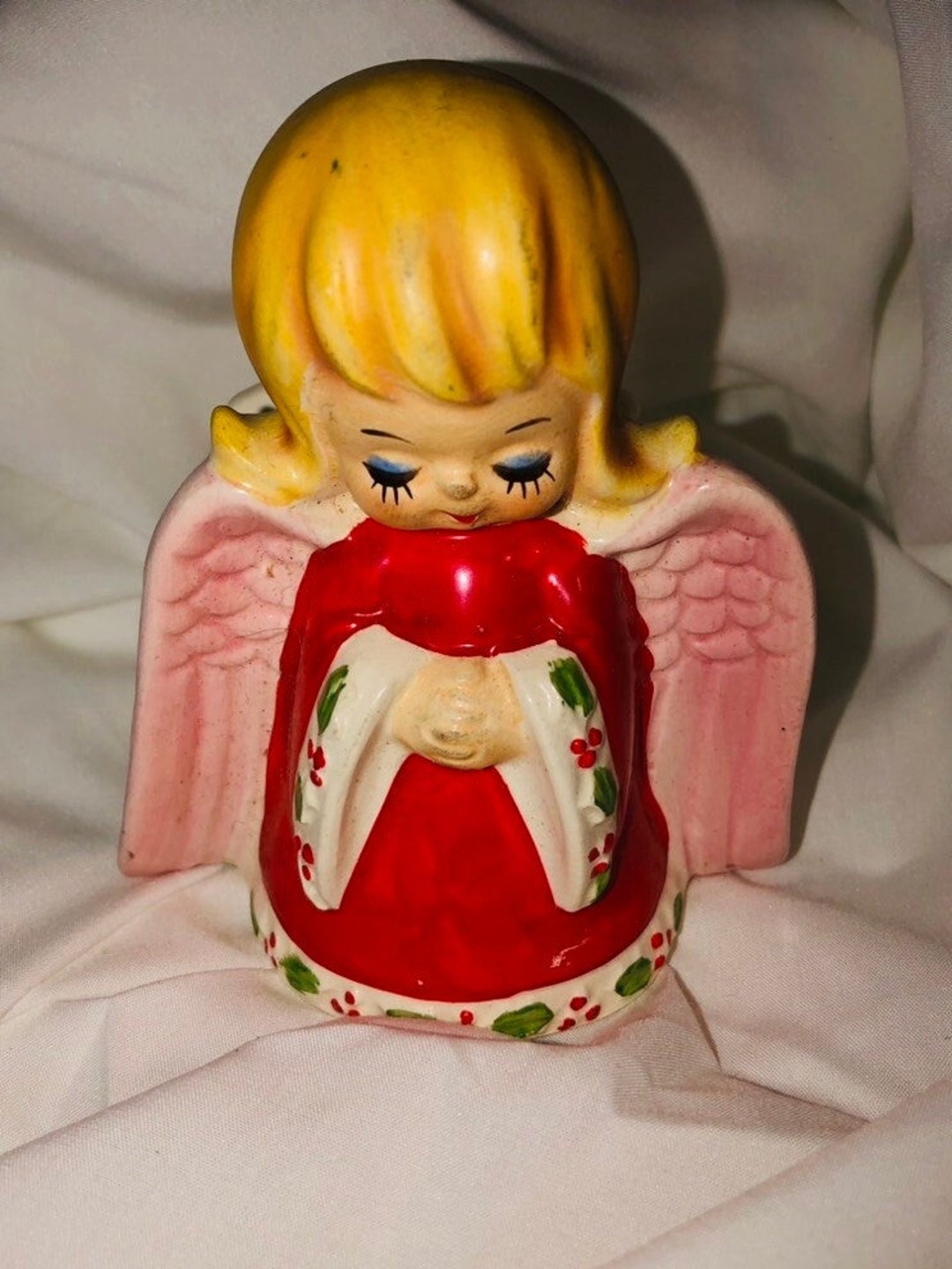 Vintage Lefton Praying Angel Napkin Holder, Christmas Angel Cocktail