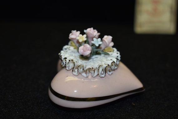 Vtg Capodimonte Victoria Dainty Heart Shaped Flor… - image 1