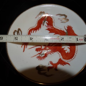 Vintage Porcelain Ming Chinese Red Dragon Teacup & Saucer Set, Made in Japan image 7