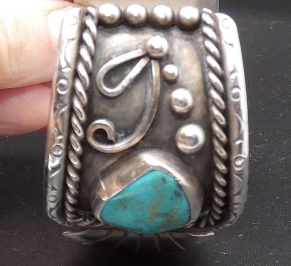 Vintage Native American Watch Cuff -  Sterling Si… - image 5