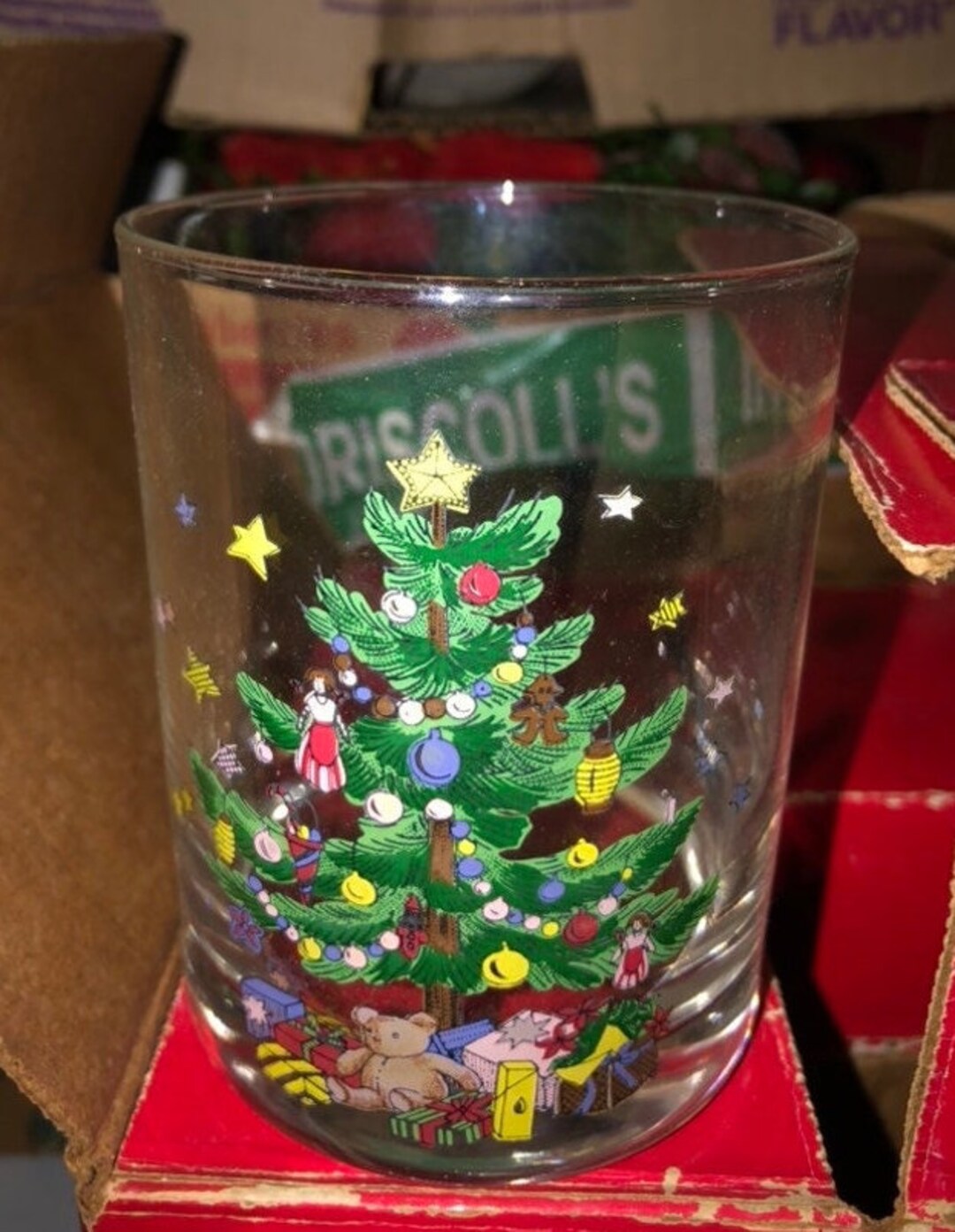 Vintage Nikko Christmas Tree Glasses, Nikko Double Old Fashioned