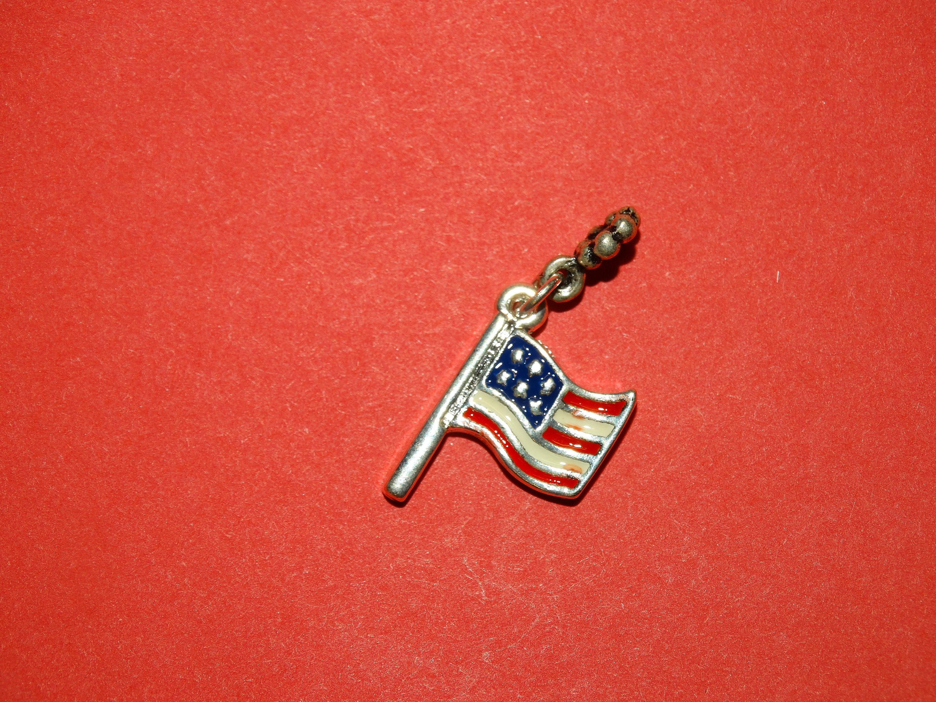 Patriotic Red White And Blue Pearls With Flag Charm Sterling Earrings Patriotic Red White And Blue Pearls With Flag Charm Sterling Earrings