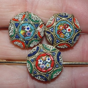 Millefiori Glass ITALIAN Micro Mosaic Cufflinks & Tie Clip - Mid Century