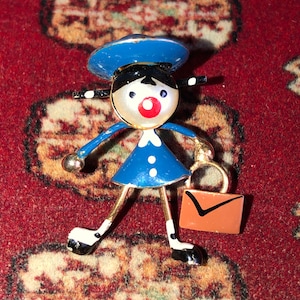 Vintage Eloise Pin, Painted on Metal, School Girl