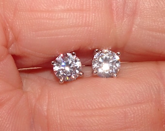 Sterling Silver 925 Post Cubic Zirconian Earrings, Perfect for your Little Ones, Childs Beginner Earrings