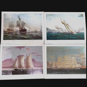 Vintage Nautical Print, Sailing, Boat Art, Edward Moran,  Fine Art Collection, American National Insurance, Galveston Texas