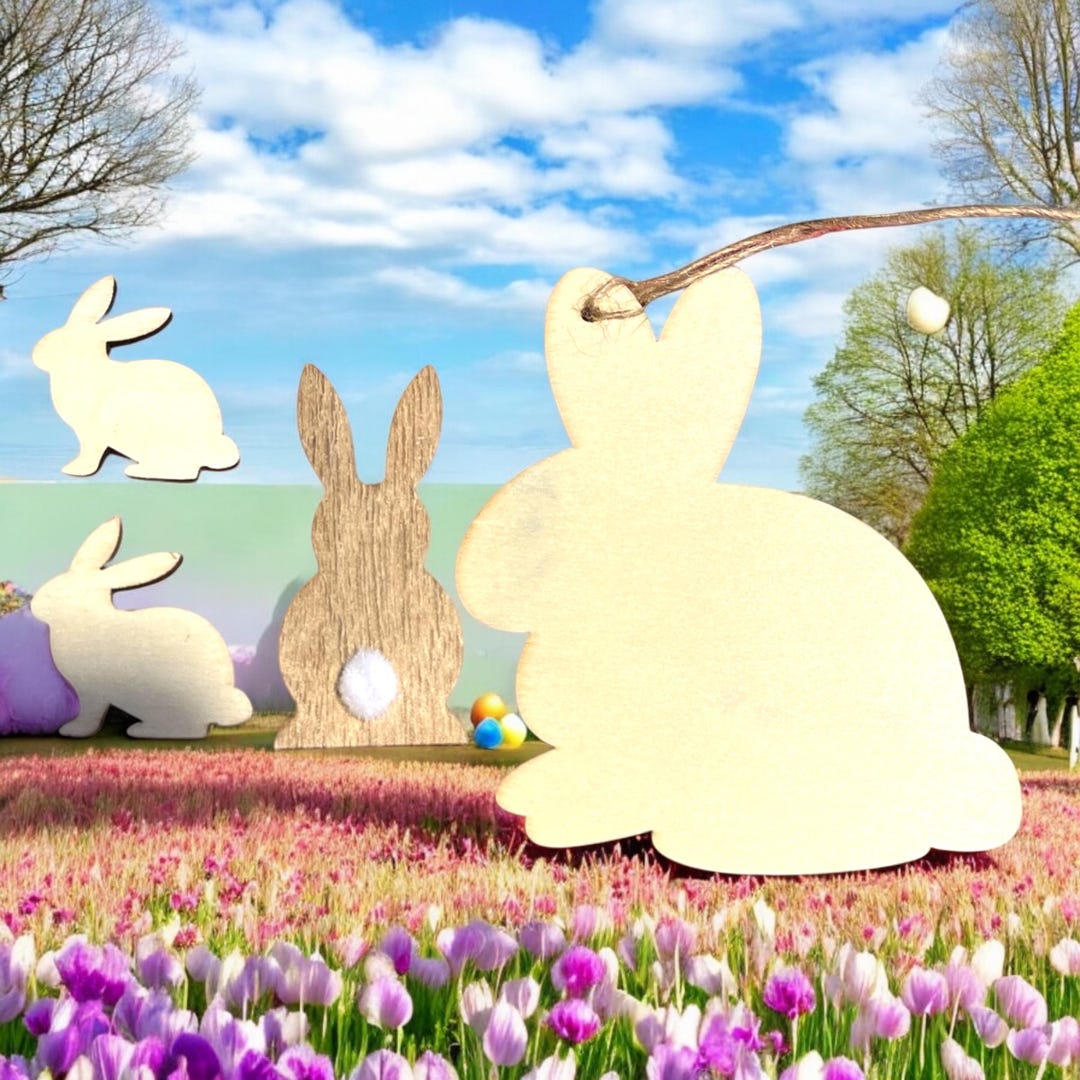 Bunny Rabbit Wood Plaque Unfinished, Unpainted Rabbit Wood Plaque for ...