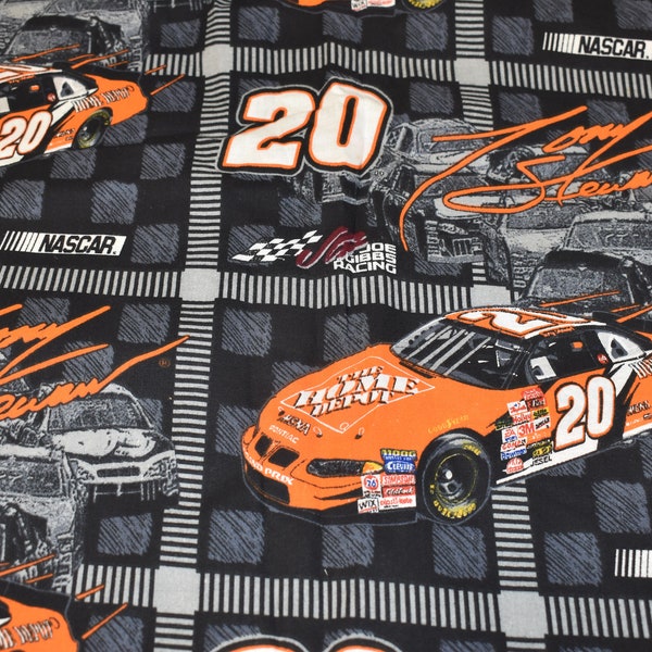 Vintage Race Car Fabric - NASCAR #20 Driver Tony Stewart Home Depot Checkered