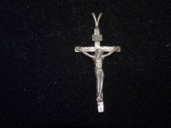 Vintage Sterling Cross Pendant, Religious Crucifi… - image 1