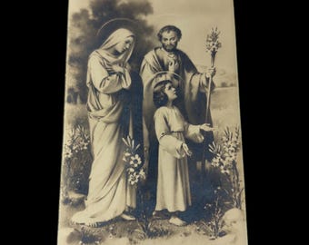 1939 Holy Family Religious Card Mary Joseph Jesus N G Basevi Printed in Italy