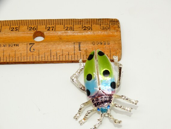 Silver Tone Beetle Pin, Bug Jewelry, Insect Jewel… - image 7
