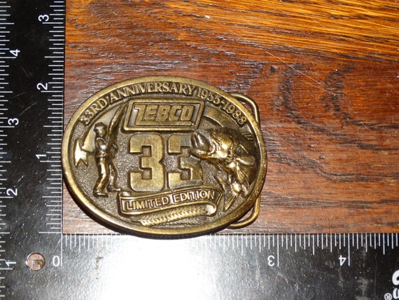 Vintage ZEBCO 33rd Anniversary Fishing Belt Buckl… - image 4