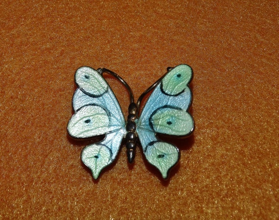 Vintage Enamel Butterfly Pin, Silver, Gold Tone, … - image 1