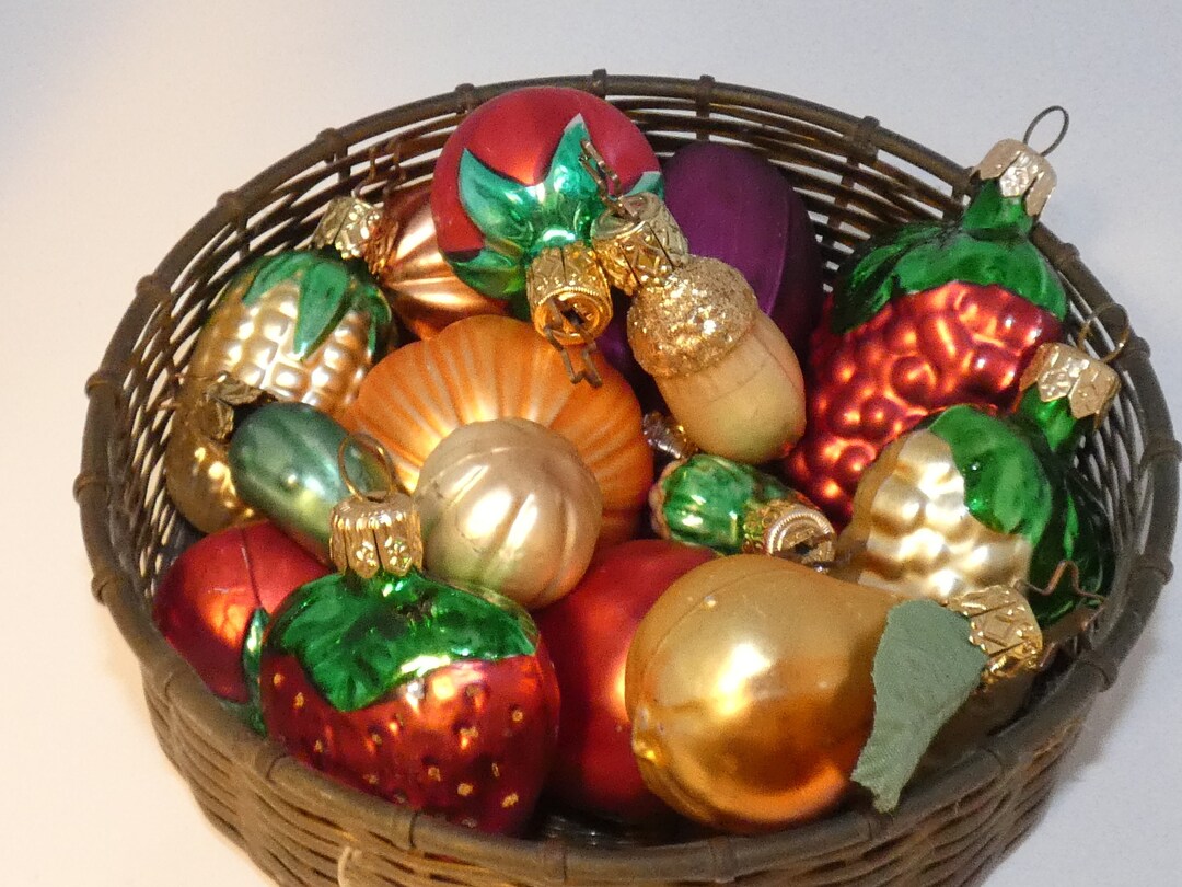Vintage Glass Fruit Christmas Ornaments Grape Raspberry Etsy