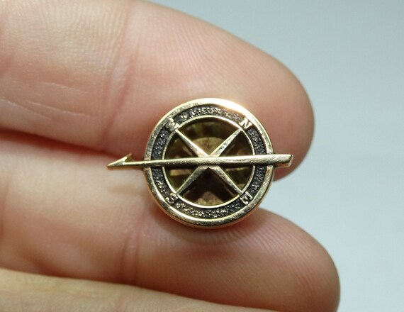 Vintage 1960's 10K Compass Tie Tack Pin, North, S… - image 1