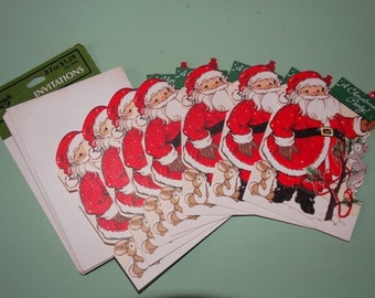 Santa Christmas Card Invitations, Greeting Cards, Christmas Scrapbooking, Mixed Media, X-Mas 7 cards, Nostalgic Christian Artwork Lot #28
