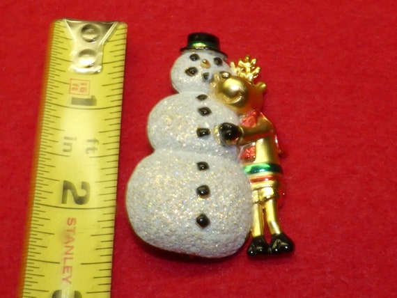 Snowman Christmas Brooch, Snowman Frosty with a R… - image 4