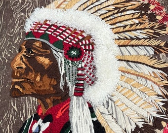 1975 Indian Native American Chief Needlepoint