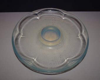 Vintage Sabino Glass Dish, Ashtray, Bowl or Trivet, Opalescent, Black Light Glass, Ring Holder, Jewelry Dish