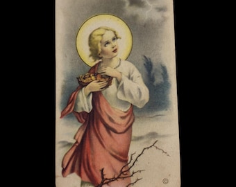 1944 Vintage Christ Child Holy Card Young Jesus with Lamb N G Basevi Catholic