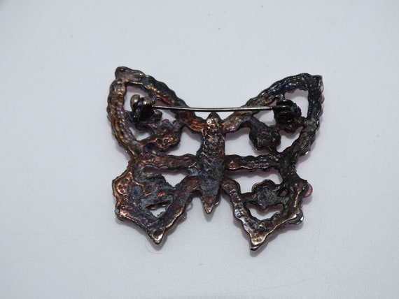 Vintage Pink Rhinestone Statement Butterfly Brooc… - image 3