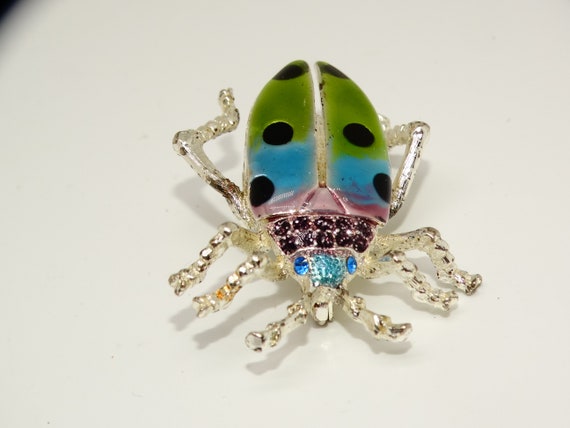Silver Tone Beetle Pin, Bug Jewelry, Insect Jewel… - image 3