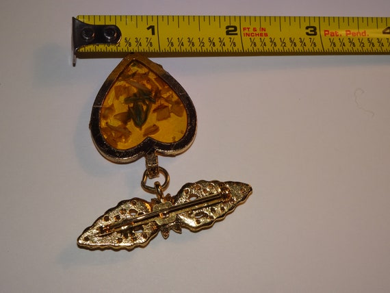 Vintage Resin Dangle Heart Pendant, Victorian Sty… - image 6