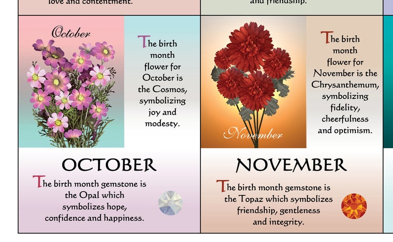 Birth Month Poster Gemstone Birthday Art Print 11x14 / 11x17 - Etsy