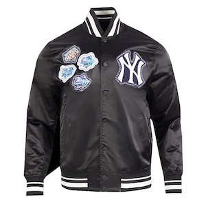 Unisex Varsity Wollbomber mit Lederärmeln, Stehkragen, Knopfdetail vorne, Collegejacke für Männer und Frauen, gerippte Manschette