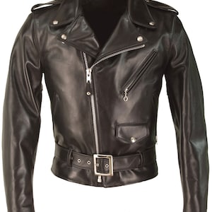 Biker&#39;s Black Leather Jacket, Motorcycle Jacket, Biker Jacket, Racing Jacket, finest hand crafted mens cowhide leather uniform jacket