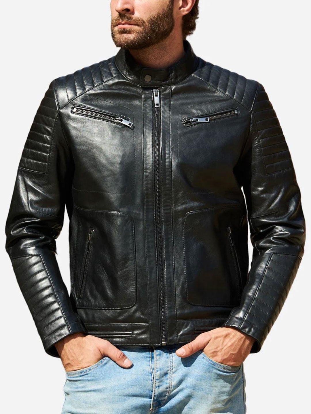 Picclick Motorradjacke Lederjacke Herren Gr 54 Herren Designer
