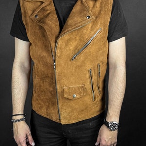 Men Suede Leather Vest, Real Suede Leather Western Cowboy Vest, Men&#39;s Brown Suede Cowboy Vest, Suede Leather Vest For Men Brown Suede Vests