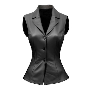 Women Black Leather Vest, Original leather Vest For Ladies, Bikers vest, Fashion Vest, Women Motorcycle Vest, Genuine Leather Vest