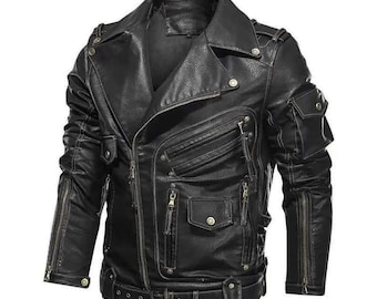 Men&#39;s Handmade Motorcycle Vintage Café Racer Biker Black Real Leather Jacket  Men Antique Motorcycle Real Leather Jacket, Biker Club Jacket