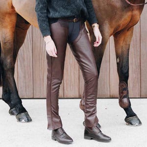Genuine Brown Leather Chaps for Men | Real Leather Biker Chaps | Custom Fit Leather Gear | Stylish & Durable | Perfect for Riding or Fashion
