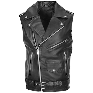 Mens Genuine Leather Western Sleeveless Vest leather men&#39;s vest, Leather Riding Vest, Motorcycle Vest, Leather Vest For Dad, gifts for him