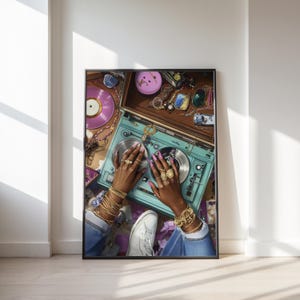 Girl art, Black art, Black Woman Art, Black Art Prints, African American Art, Music Art, Y2K Art, Song Lover, DJ, Printable, Black Woman Art