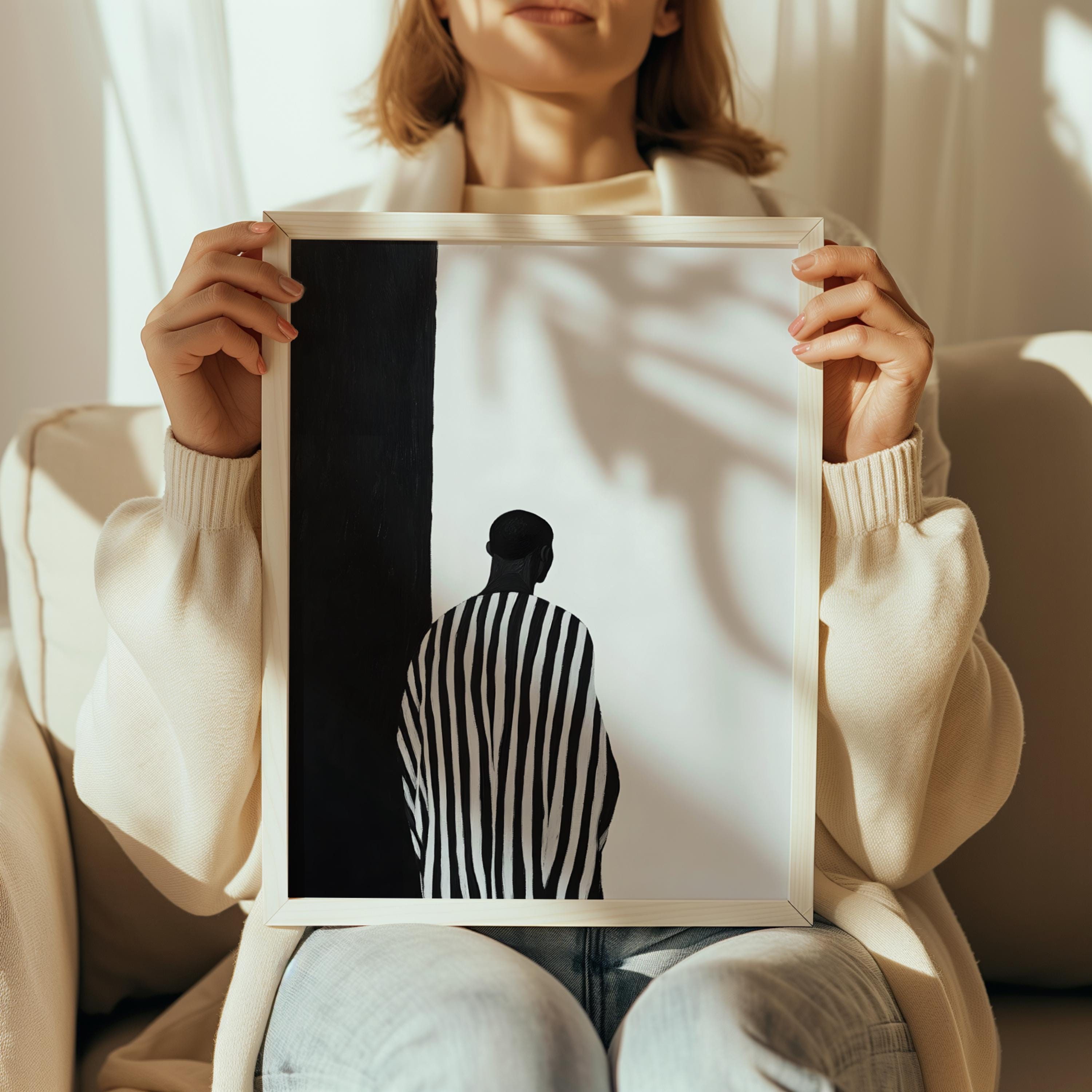 Minimalist Black and White Art Print, Black Woman Abstract Wall Art ...