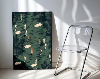 Tiny Golfers Print, Minimalist People Art, Gift for Golfer Dad, Modern Unique  Decor Poster, Modern Golf Artwork  Contemporary Sport Decor