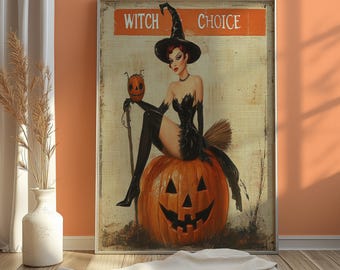 Witchy Decor, Trendy Wall Art, Halloween Wall Art, Printable Vintage, Witch Halloween Decor, Vintage Halloween Painting, Witch Wall Art, y2k