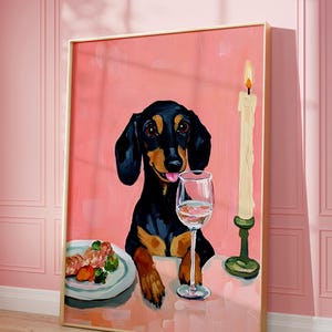 Dachshund Wall Print, Sausage Dog Wall Art, Modern Dog Lover, Dog Wall Art, Gift for Sausage Dog Mom, Wiener Dog poster, Girly Wall Art,