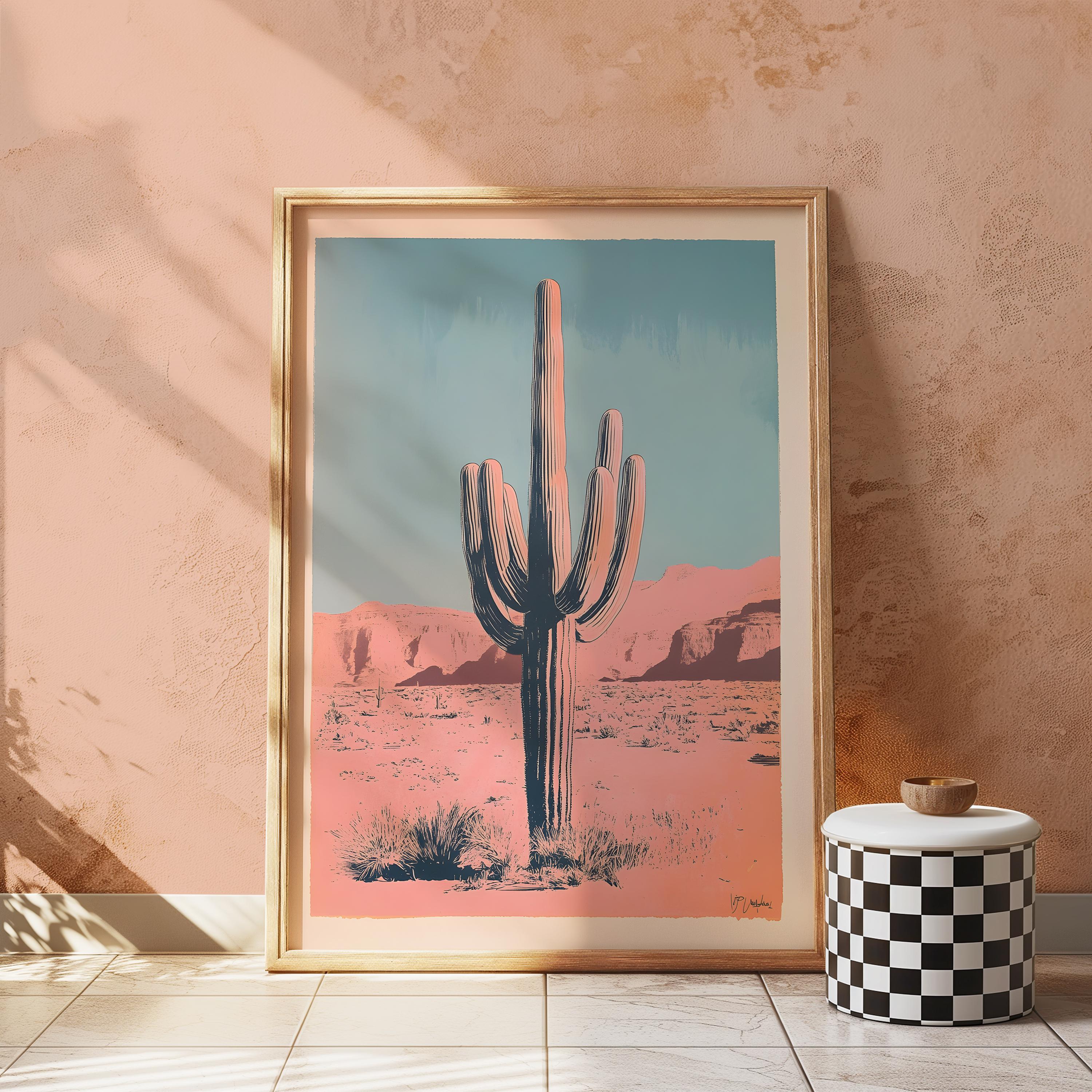 Mexican Desert Pink Art Print, Digital Art Download, Wall Decor ...