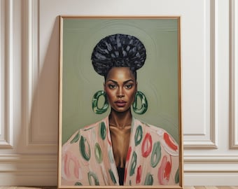 Impresión artística de retrato de mujer negra, impresión de retrato de mujer africana, mujer negra, arte de niña negra, arte mural de mujer negra, impresión de arte negro, afrocéntrico